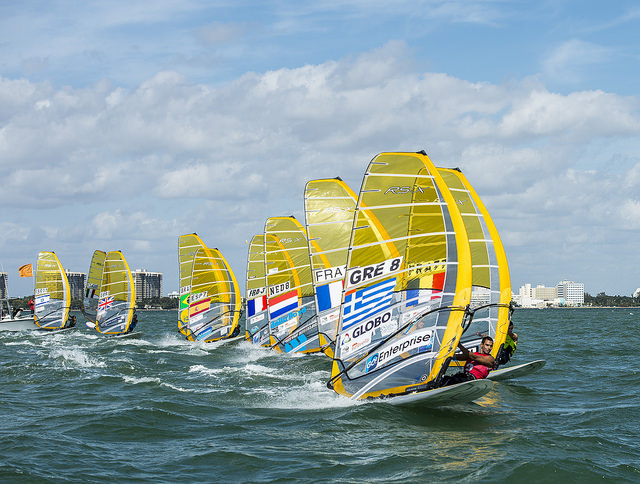 An RS:X Medals Race start. Photo by Walter Cooper